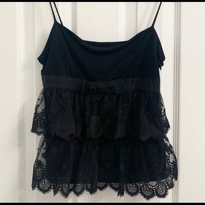 Valentino Roma Black Lace Camisole with a Bow